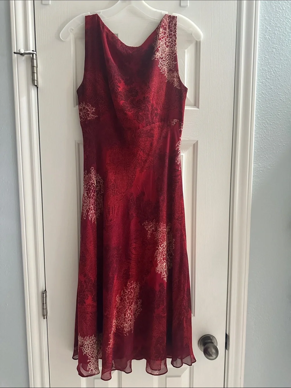 Vintage Ann Taylor Burgundy Floral Silk Midi Dress Size 8 Whimsygoth Red Wine - Picture 4 of 9